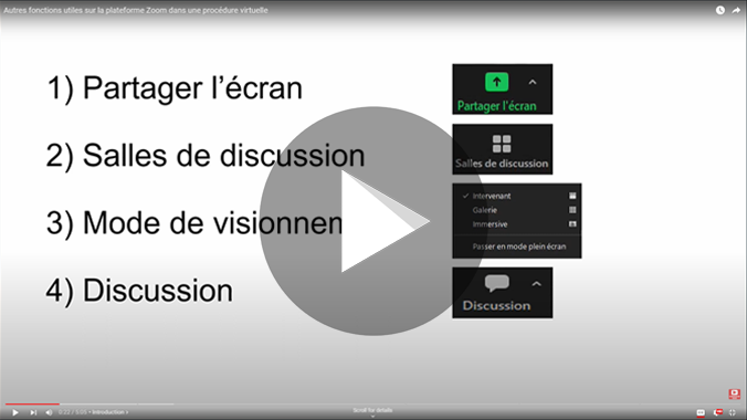 Cliquez sur cette vignette pour regarder la vidéo Autres fonctions utiles sur la plateforme Zoom dans une instance virtuelle sur YouTube