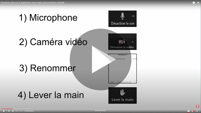 Cliquez sur cette vignette pour regarder la vidéo Fonctions clés sur la plateforme Zoom dans une instance virtuelle sur YouTube